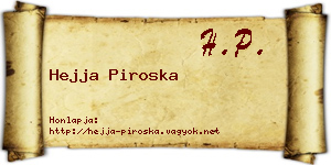 Hejja Piroska névjegykártya